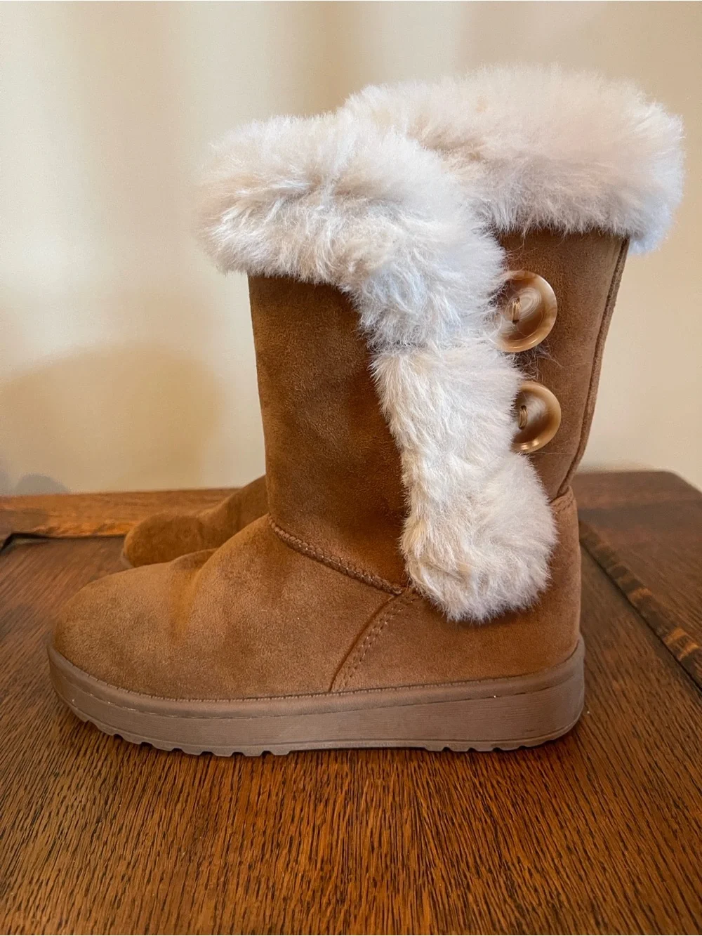 SO Kids Faux-Fur Button Boots - Chestnut
